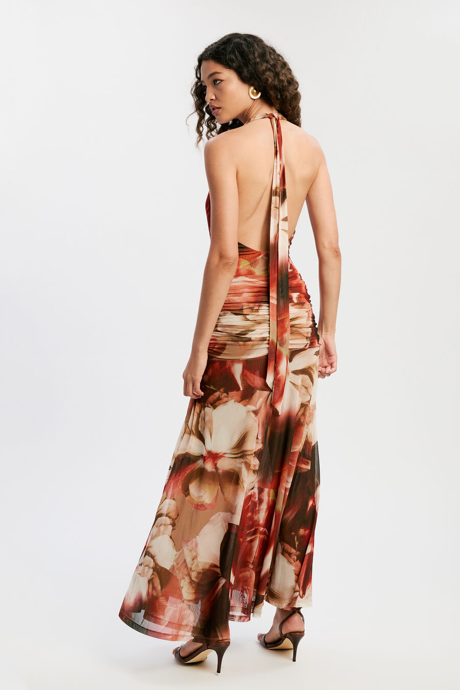 Sariba Halter Mesh Midi Dress