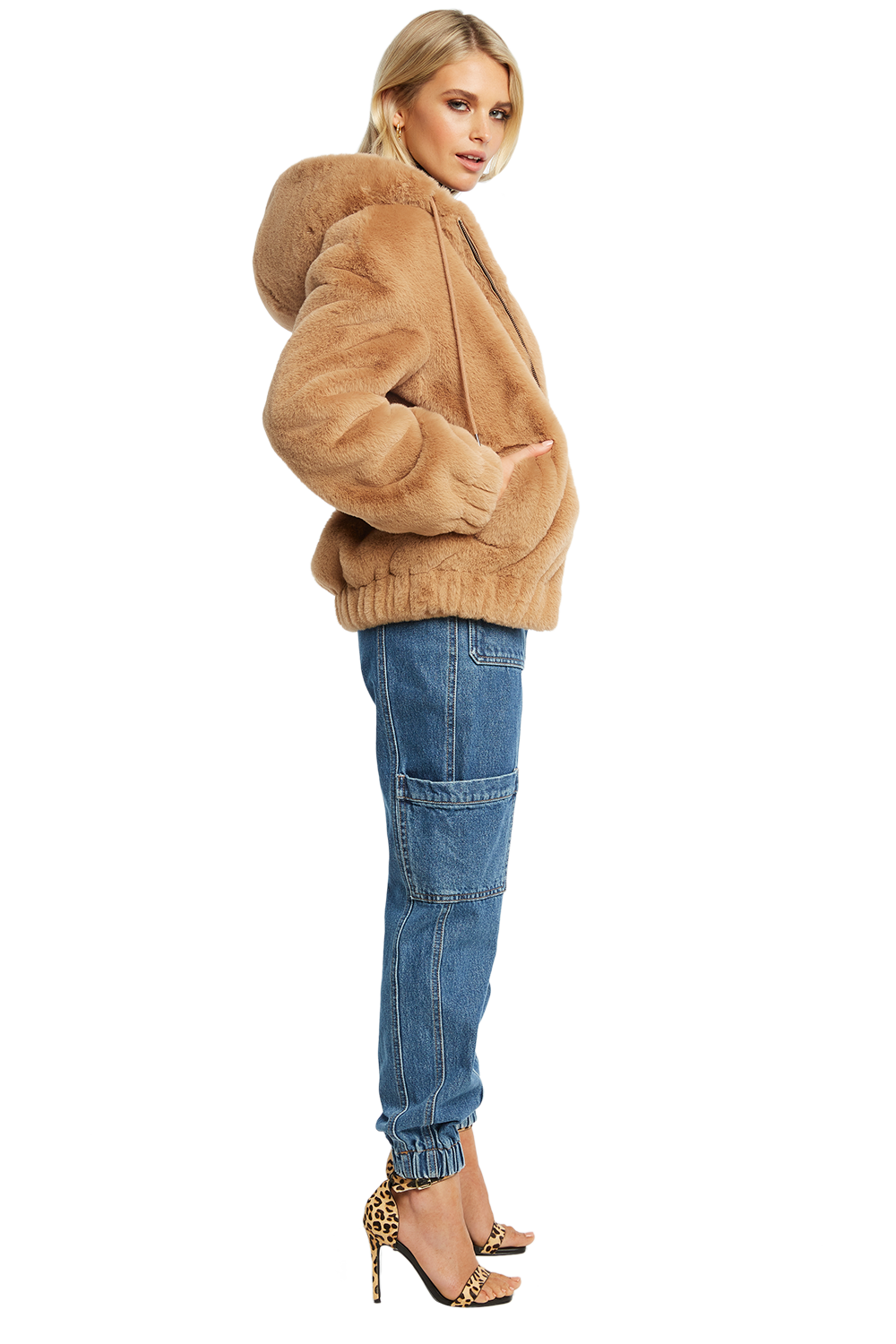 faux fur jacket bardot