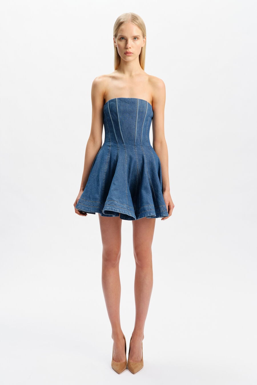 030 Denim Strapless Mini Dress