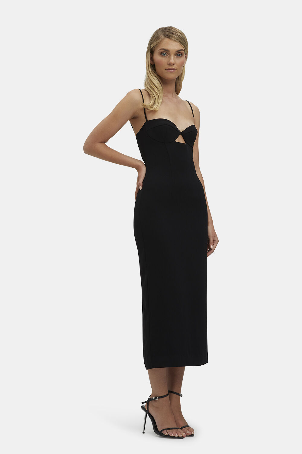 VIENNA MIDI DRESS in colour CAVIAR