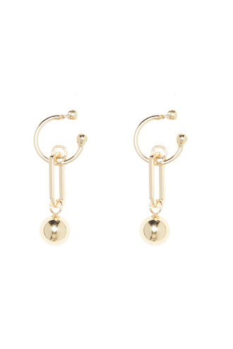 HOOP BALL DROP EARRING in colour GOLD EARTH