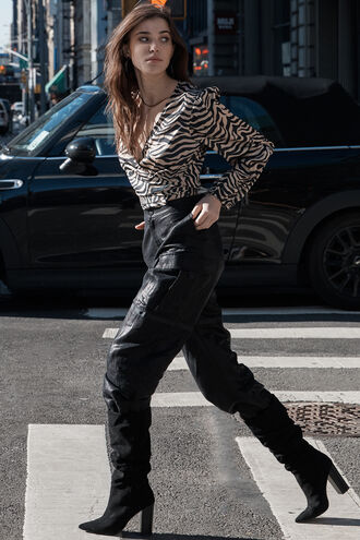 COATED CARGO PANT in colour CAVIAR