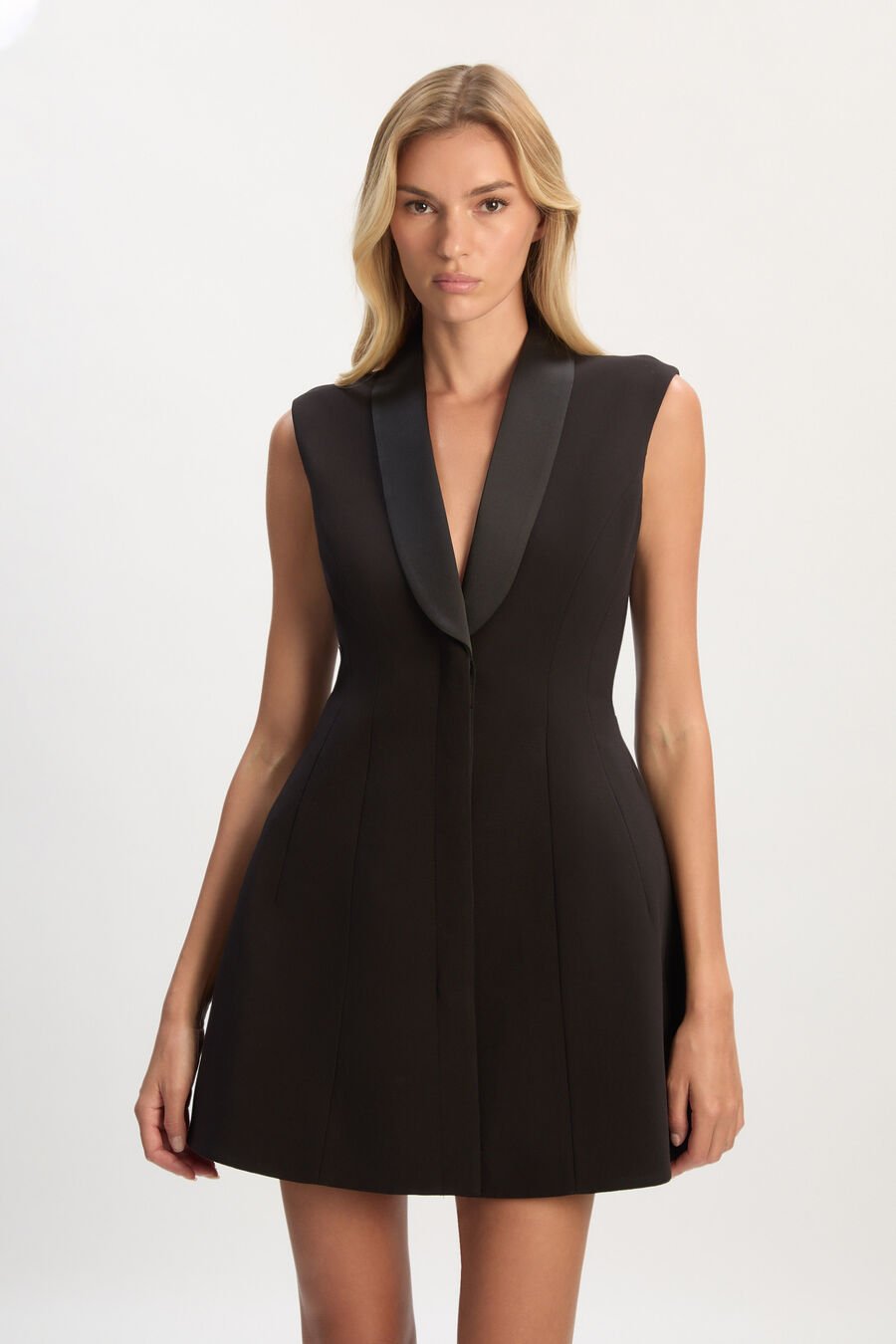 Destene Satin Lapel Mini Dress