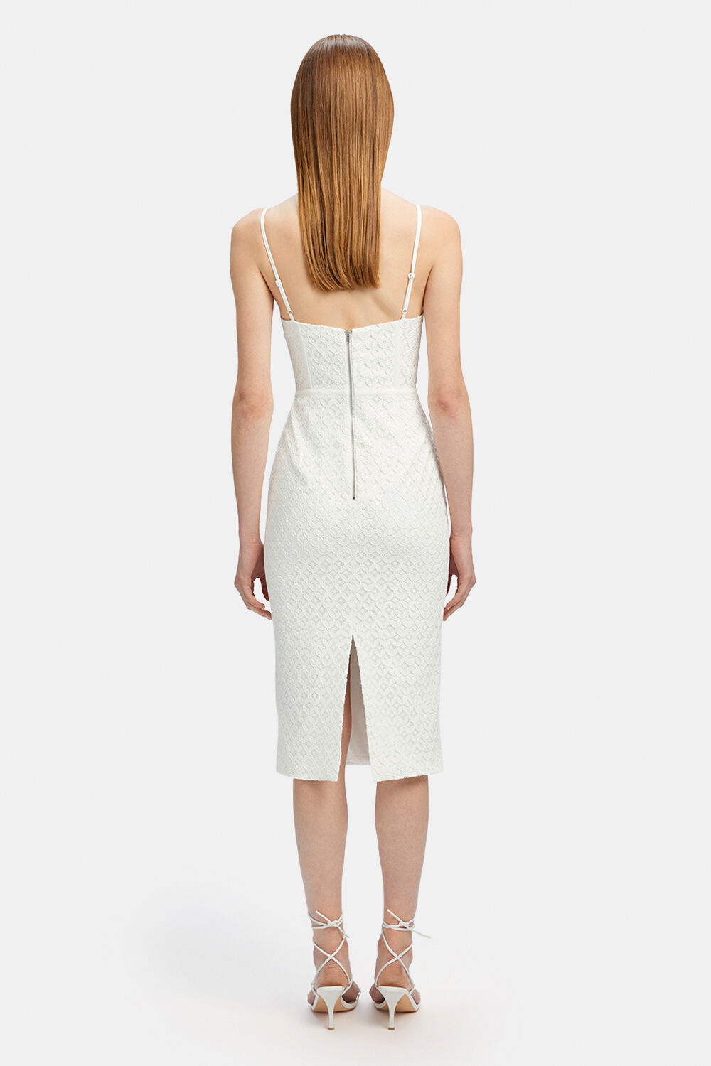 CHARLEY MIDI LACE DRESS in colour BRIGHT WHITE