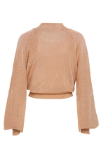BELL SLEEVE LUREX KNIT in colour CARAMEL