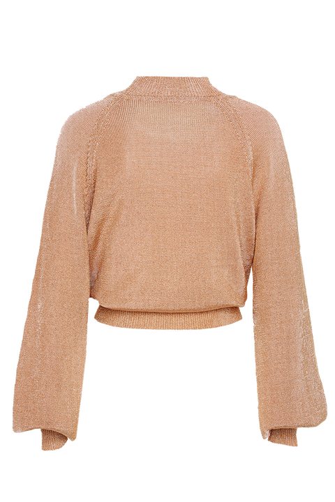 BELL SLEEVE LUREX KNIT in colour CARAMEL