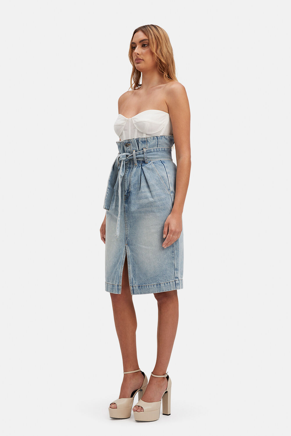 VANITY PAPERBAG SKIRT in colour MIDNIGHT NAVY