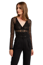 WAVE MESH BODYSUIT in colour CAVIAR