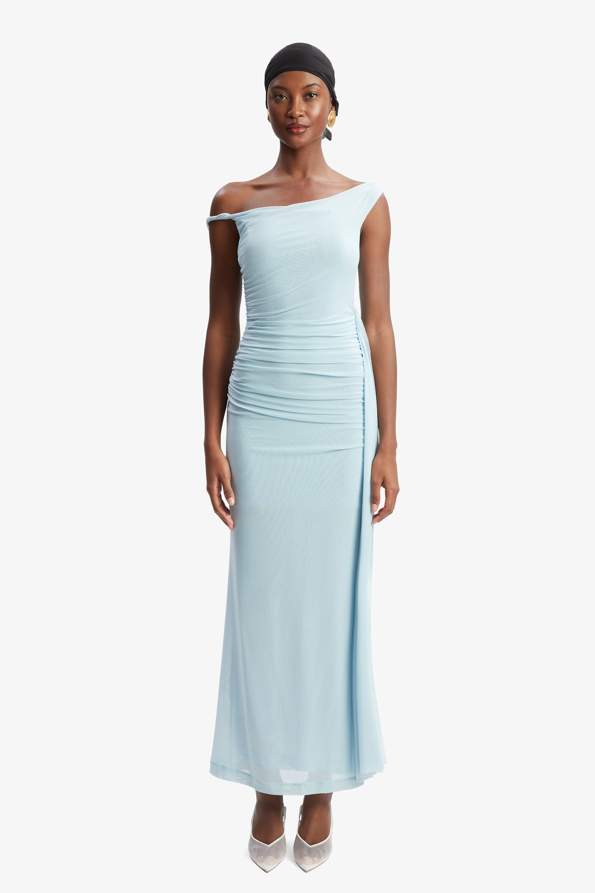 Layana Asym Maxi Dress In Light Blue Bardot