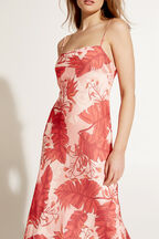 TROPICAL SLIP DRESS in colour MINERAL RED