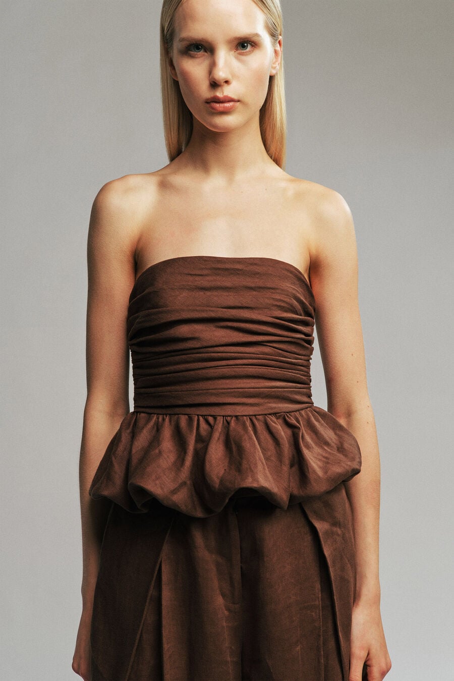 Alessio Strapless Linen Top