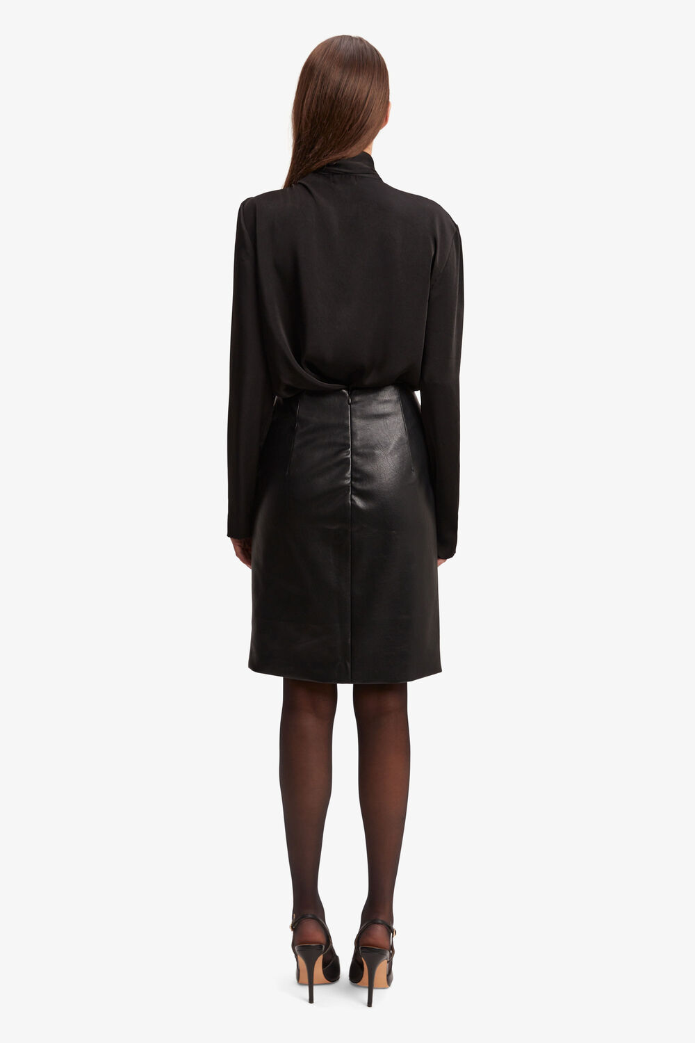 CASTIAN SATIN BLOUSE in colour CAVIAR