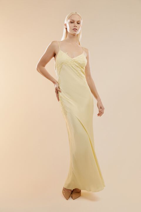 AVOCO LACE DETAIL MIDI DRESS in colour LIMELIGHT