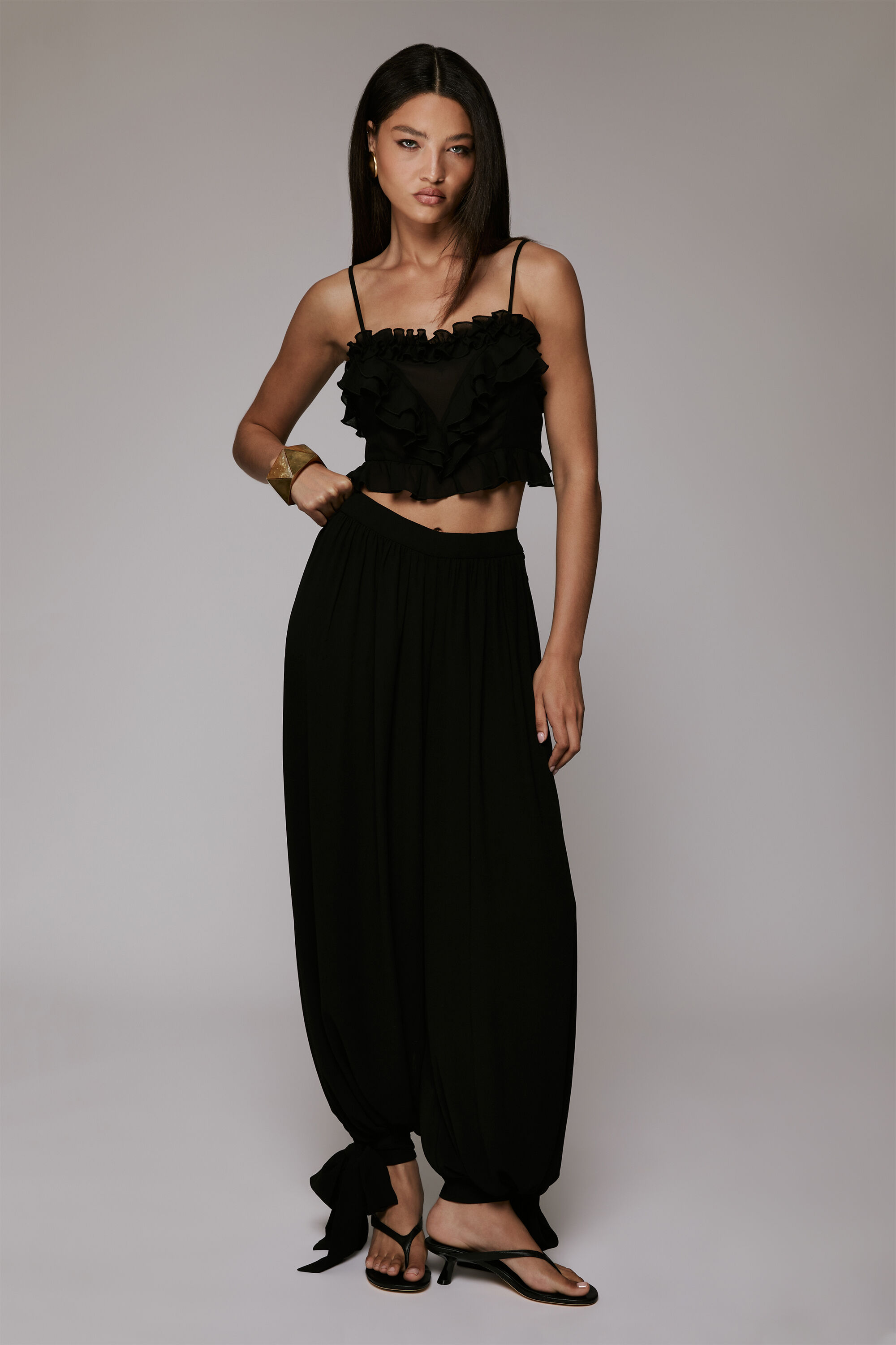 Alira Frill Detail Crop Top In Black | Bardot