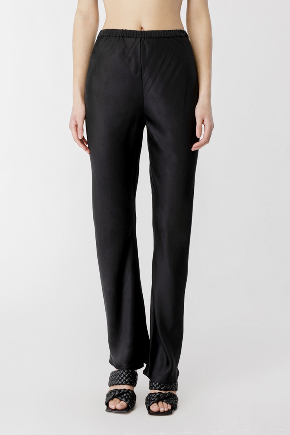 AZZURA SATIN PANTS in colour CAVIAR