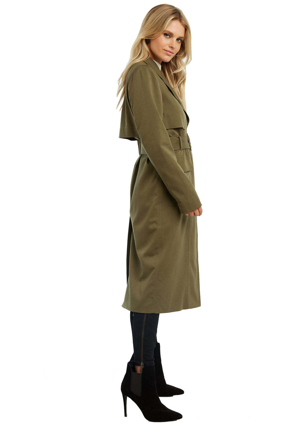 Trench Coat in Army Green | Bardot