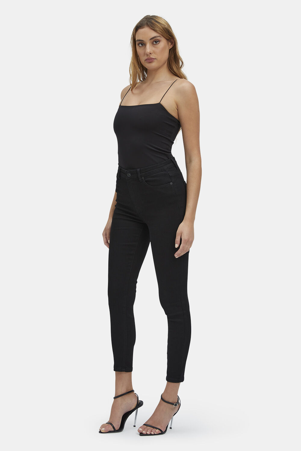 KHLOE HI CROP JEAN in colour CAVIAR