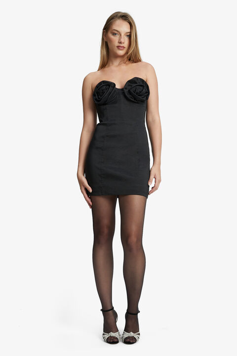 BRIXTON STRAPLESS MINI DRESS in colour CAVIAR