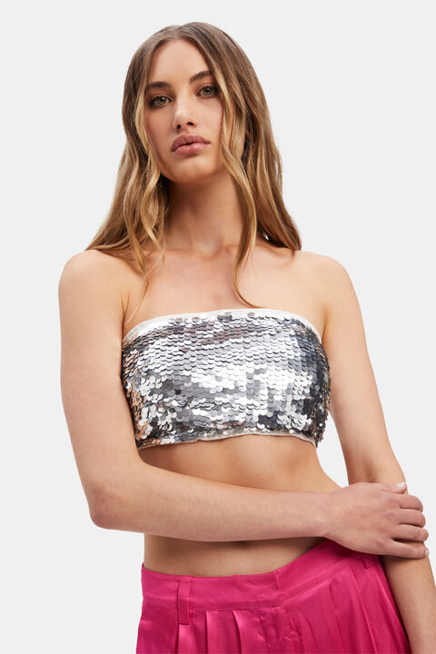 COSMIC TUBE TOP in colour SILVER