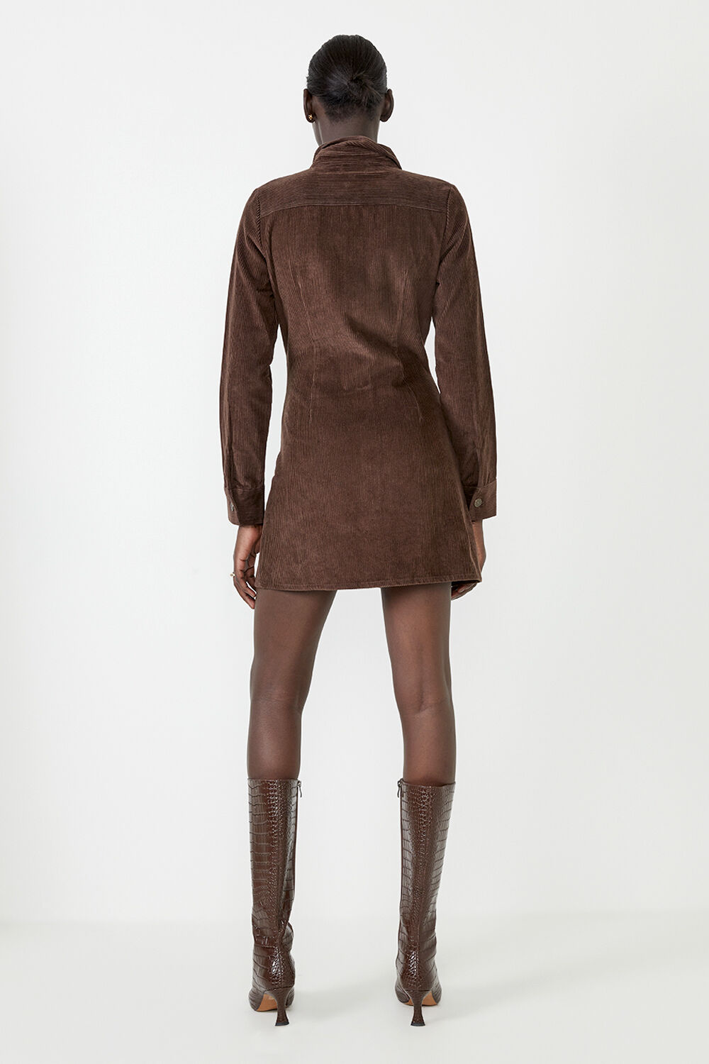 UTILITY CORD DRESS  in colour CHOCOLATE BROWN