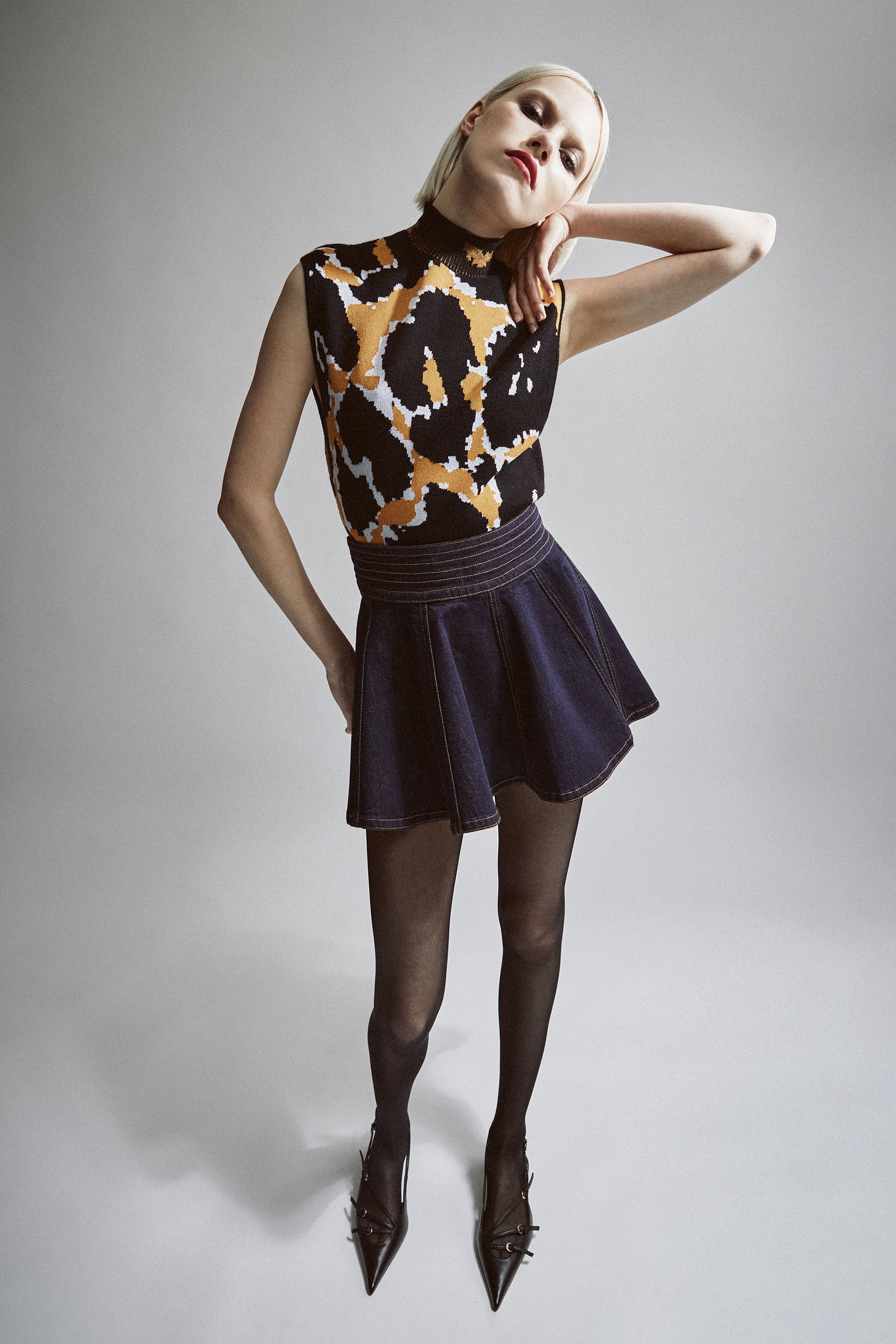 Black denim skirt bardot cheap
