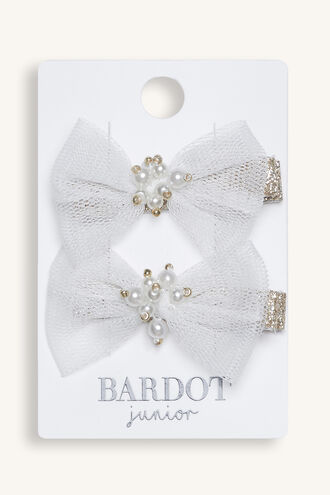 PEARL BOW CLIP in colour WHITE ALYSSUM