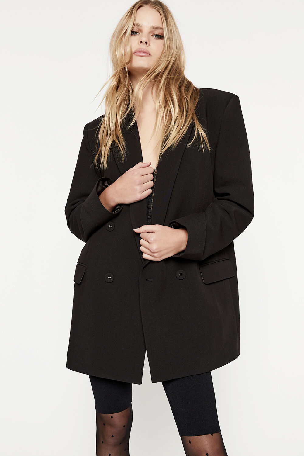MAISON SPLIT BACK BLAZER in colour CAVIAR
