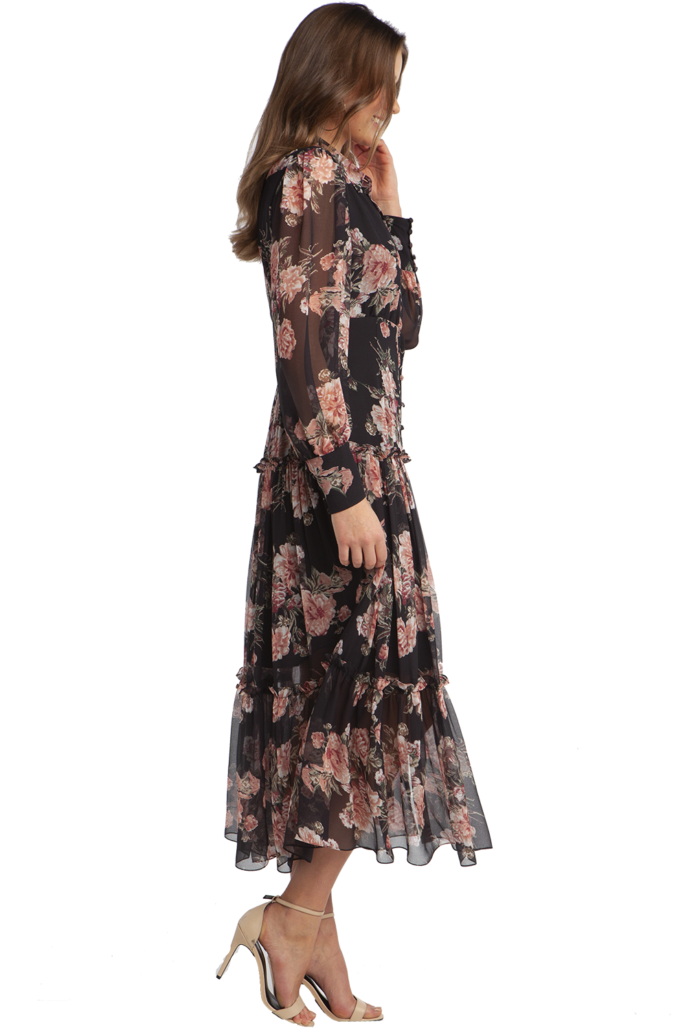 navy floral bardot dress