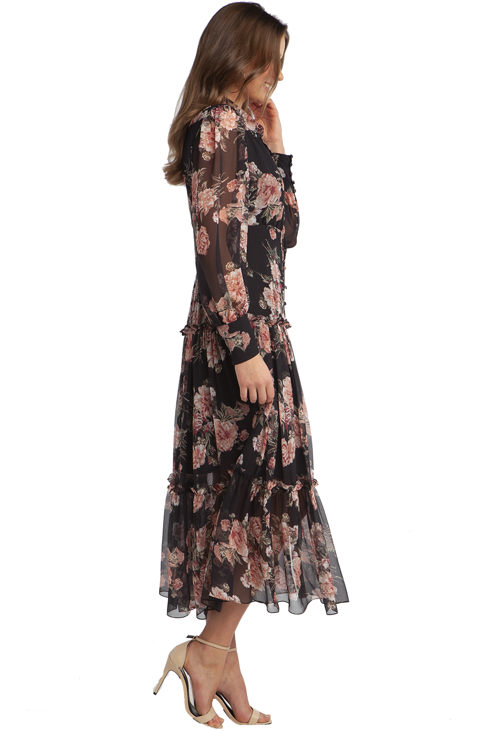 NAVY FLORAL DRESS in colour ESTATE BLUE