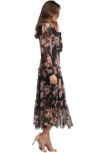 NAVY FLORAL DRESS in colour ESTATE BLUE