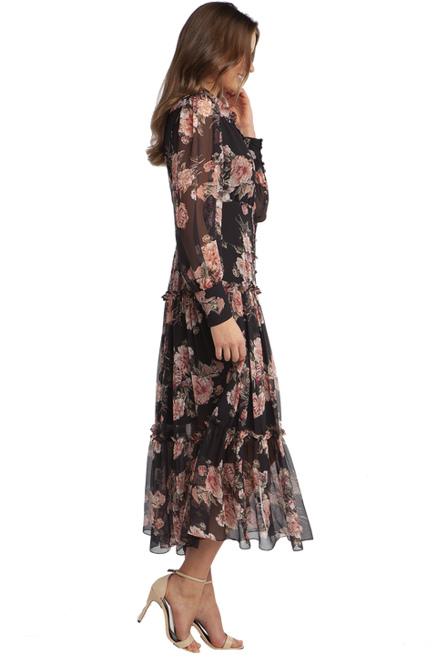 NAVY FLORAL DRESS in colour ESTATE BLUE