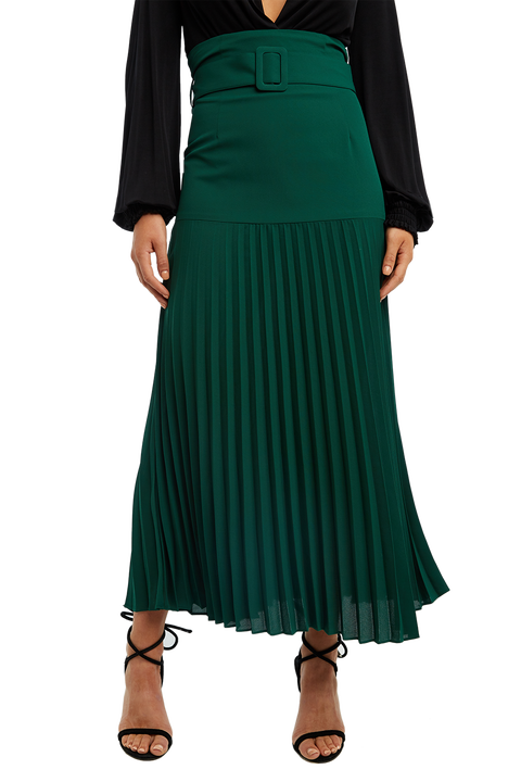 BUCKLE PLEATED SKIRT