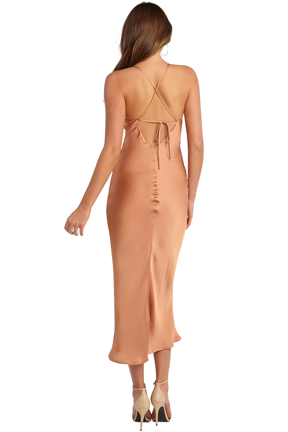 SANDIE SLIP DRESS in colour SANDSTONE
