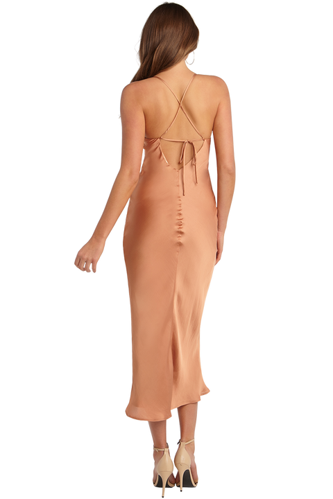 SANDIE SLIP DRESS in colour SANDSTONE