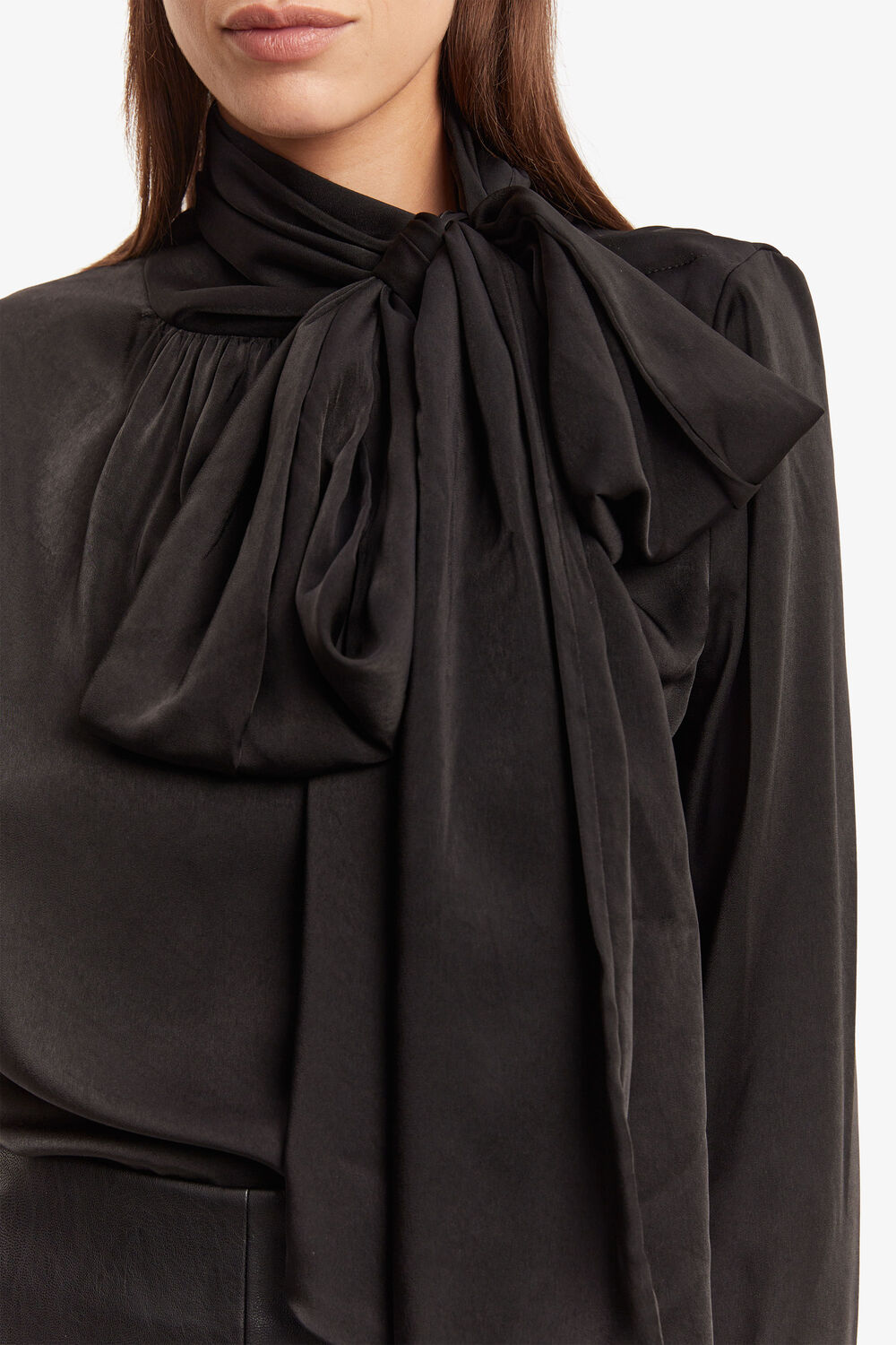 CASTIAN SATIN BLOUSE in colour CAVIAR