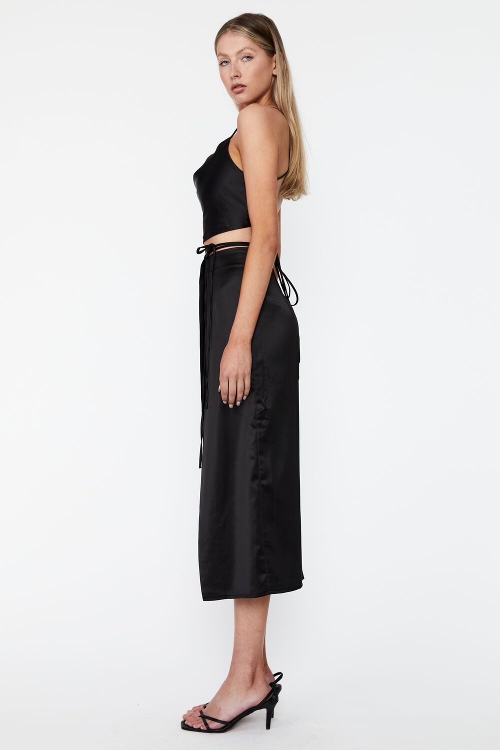 MONTANA MIDI WRAP SKIRT in colour CAVIAR
