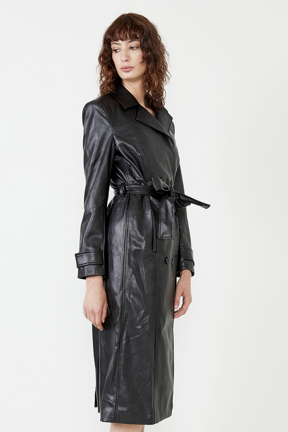 Long vegan leather jacket