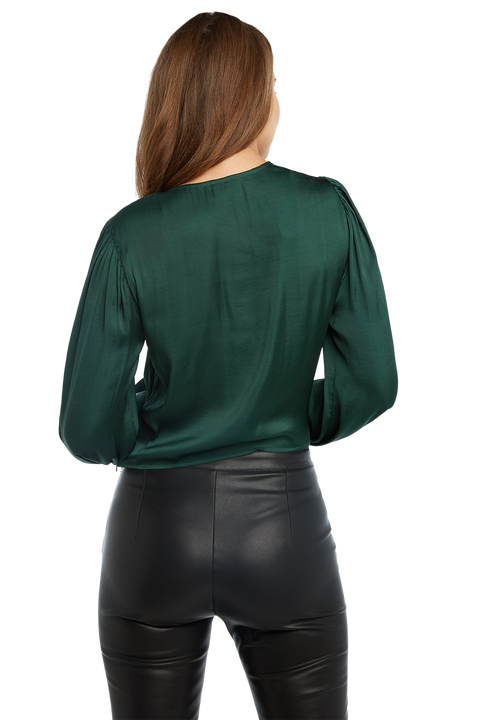 HALEY WRAP TOP in colour DARK GREEN