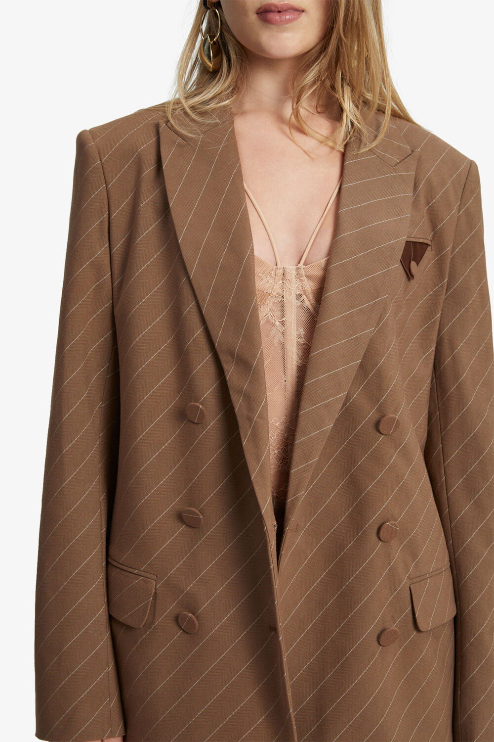 PIN STRIPE CLASSIC BLAZER in colour CHESTNUT STRIPE