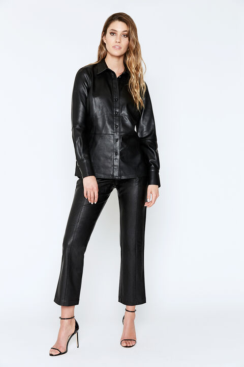VEGAN LEATHER SHIRT in colour CAVIAR