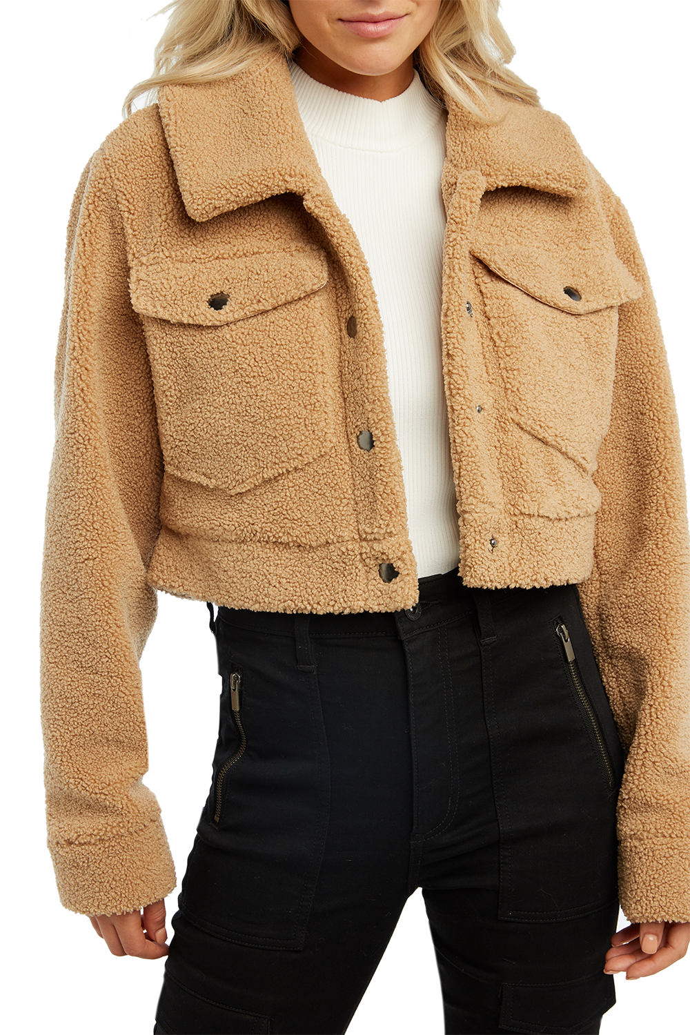 Crop Sherpa Jacket | Ladies Clothing & Jackets & Coats | Bardot