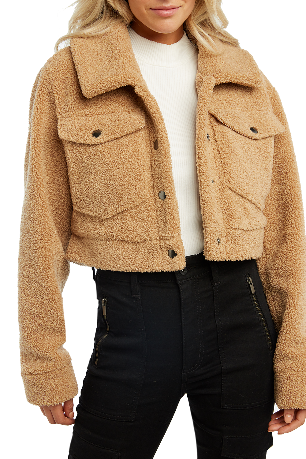Crop Sherpa Jacket Ladies Clothing Jackets Coats Bardot crop-sherpa-jacket-ladies-clothing-jackets-coats-bardot