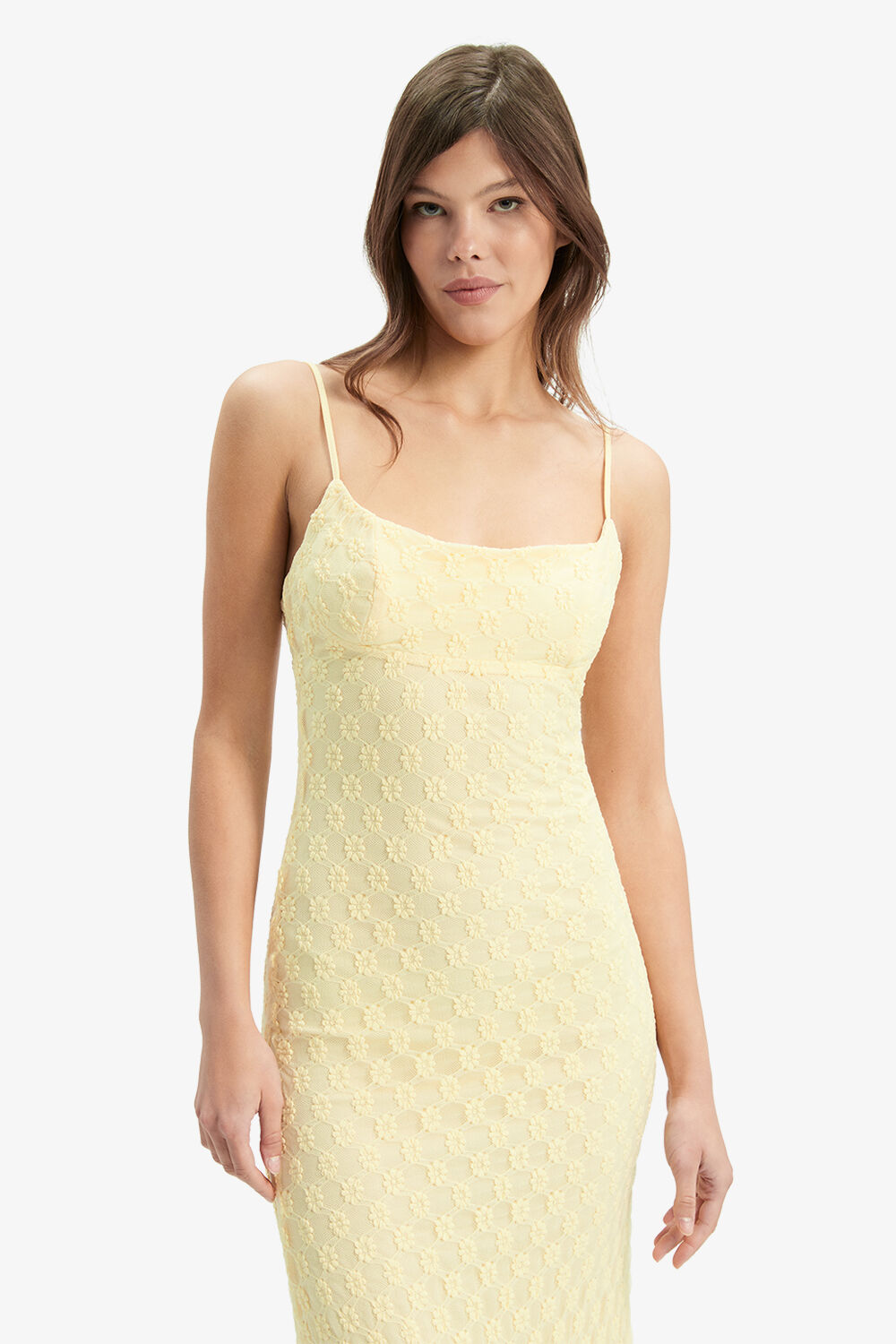 Yellow mesh sale dress