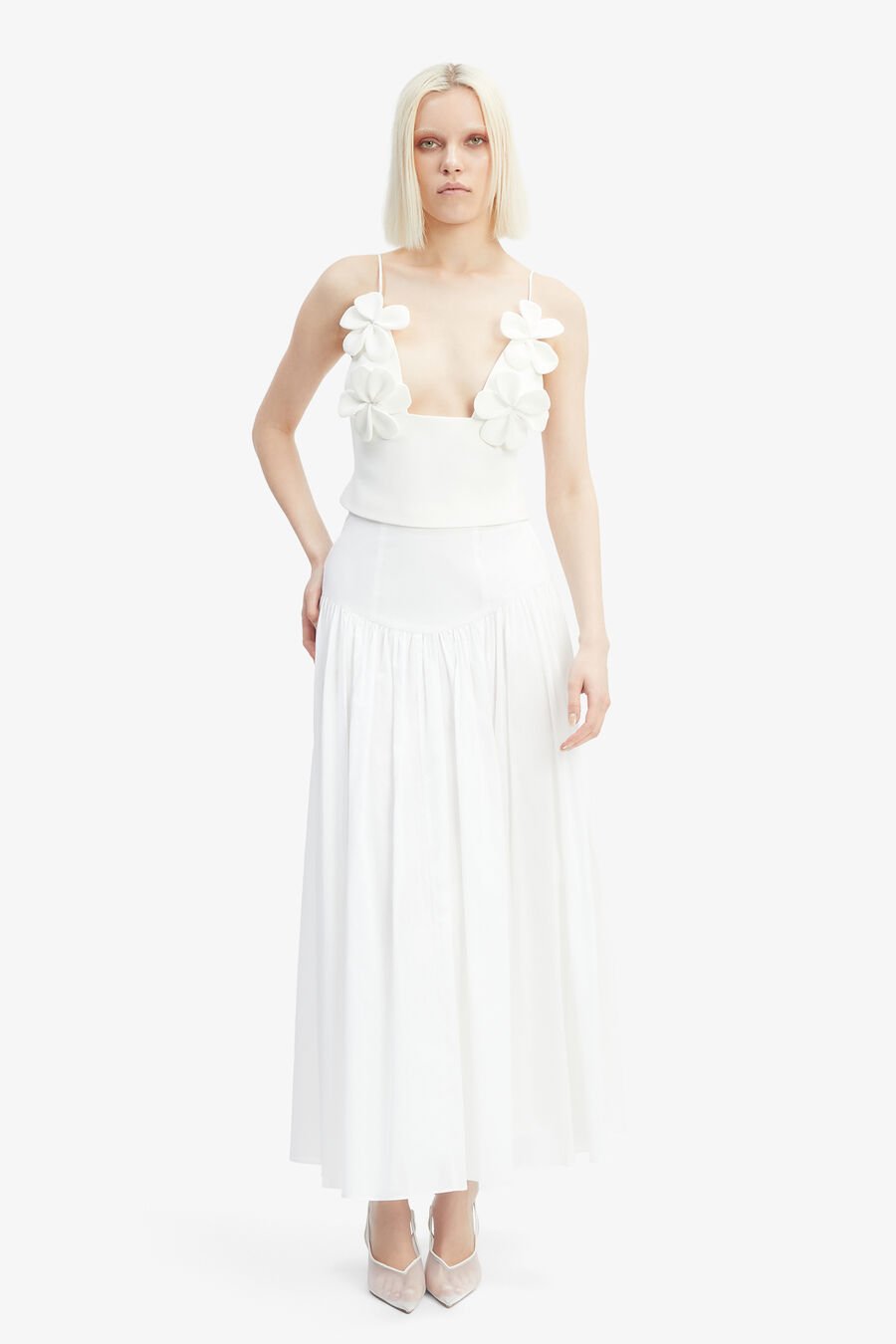 AMORETTE COTTON MAXI SKIRT in colour ORCHIDWHT