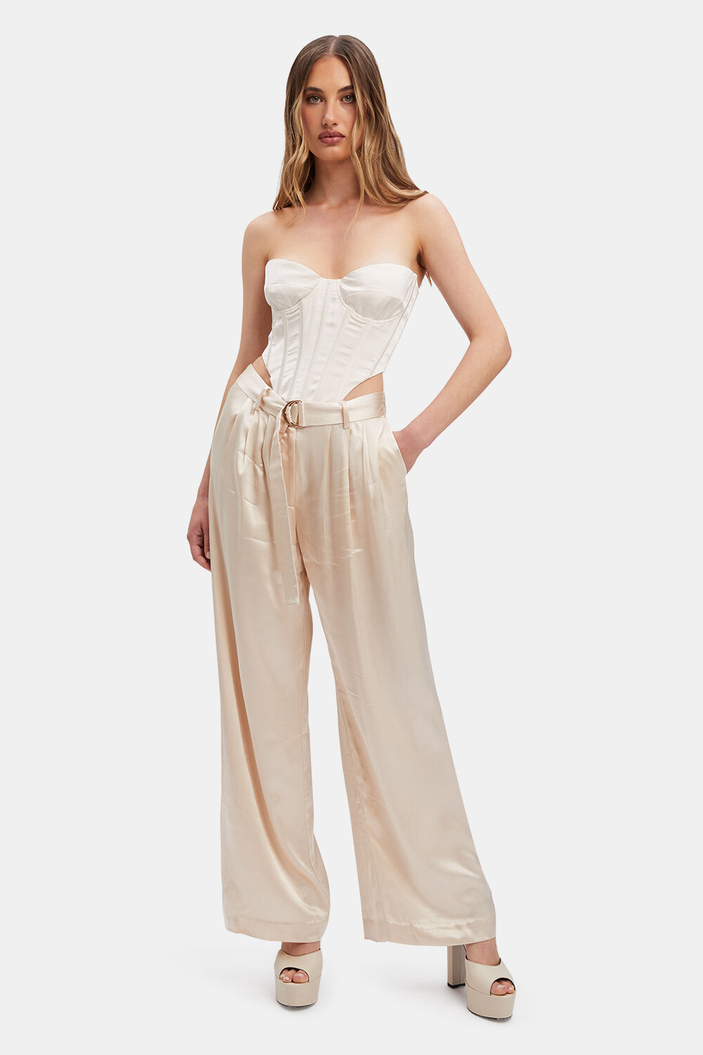 BOSTON PIN TUCK PANT in colour WHITE SWAN