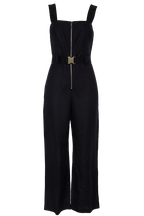 LINEN BUCKLE JUMPSUIT in colour CAVIAR