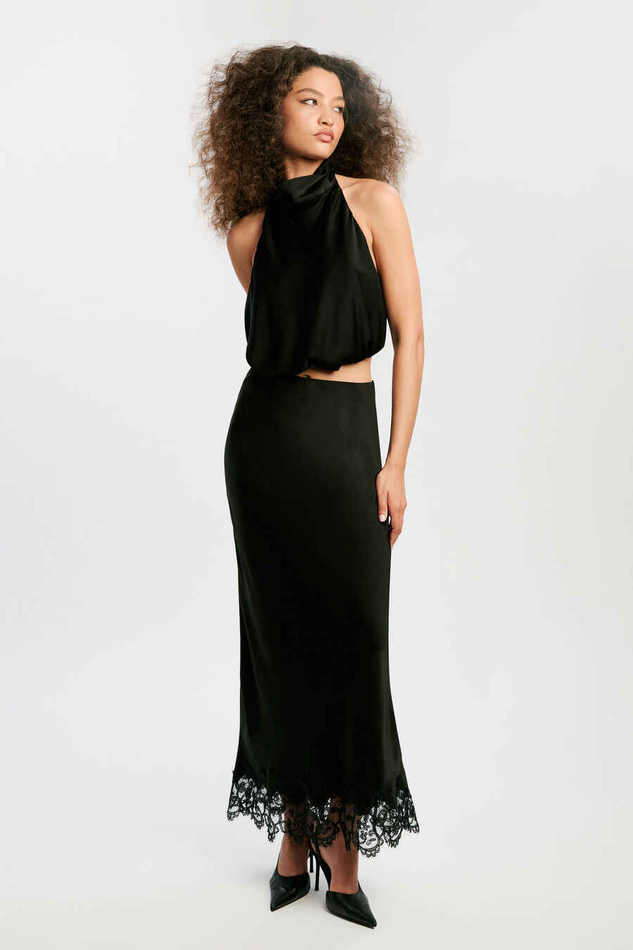 SANDRI SATIN HIGH NECK TOP