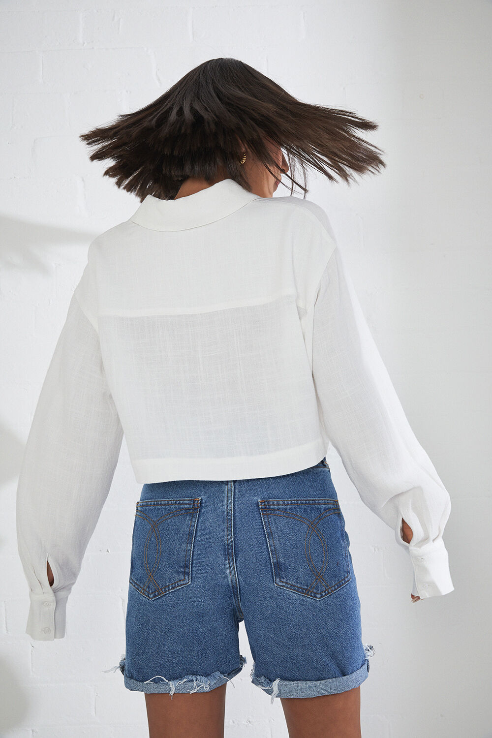 Cropped linen blouse Clearance
