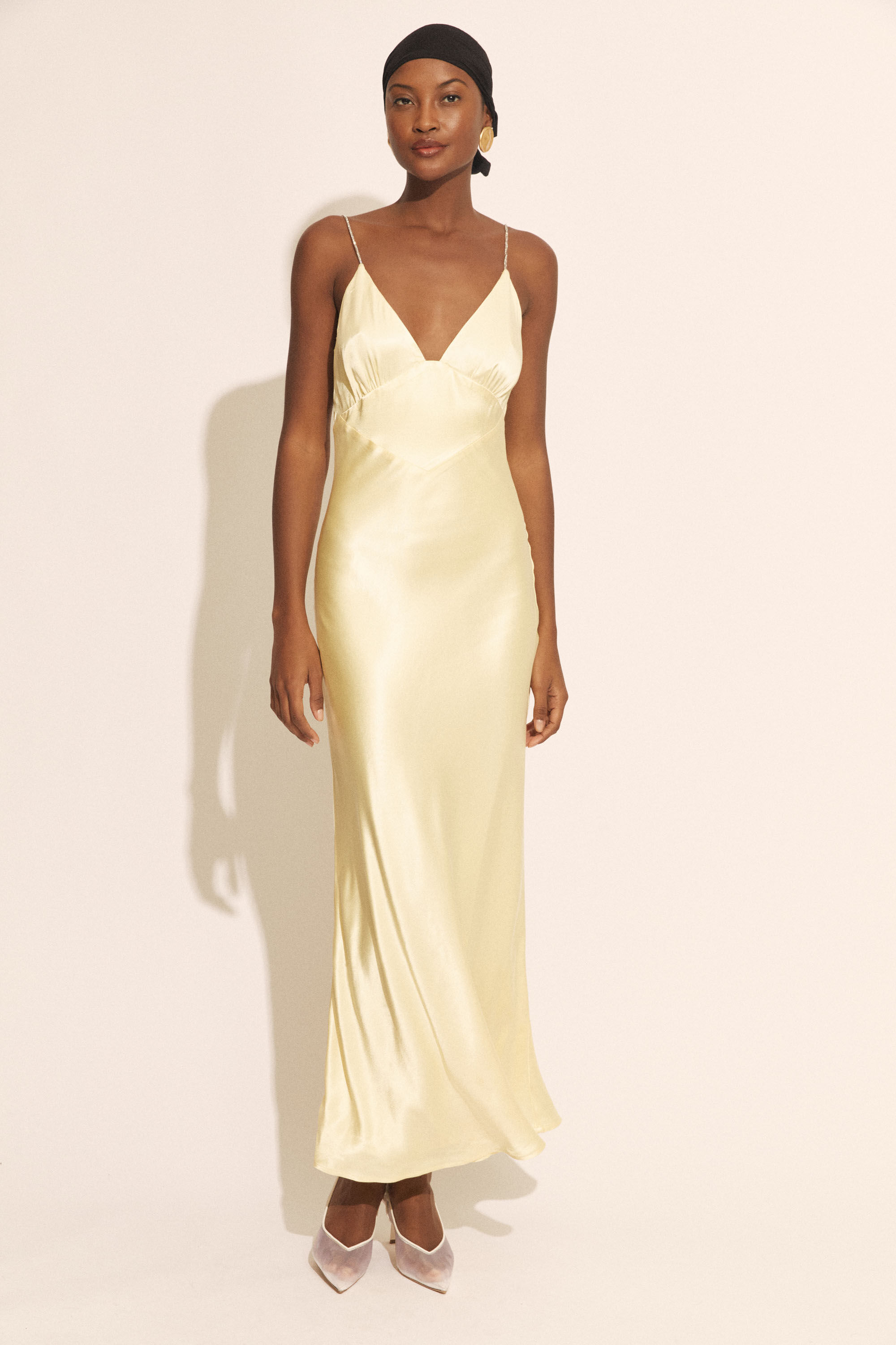 Capri Diamonte Slip Dress In Canary Yellow Bardot
