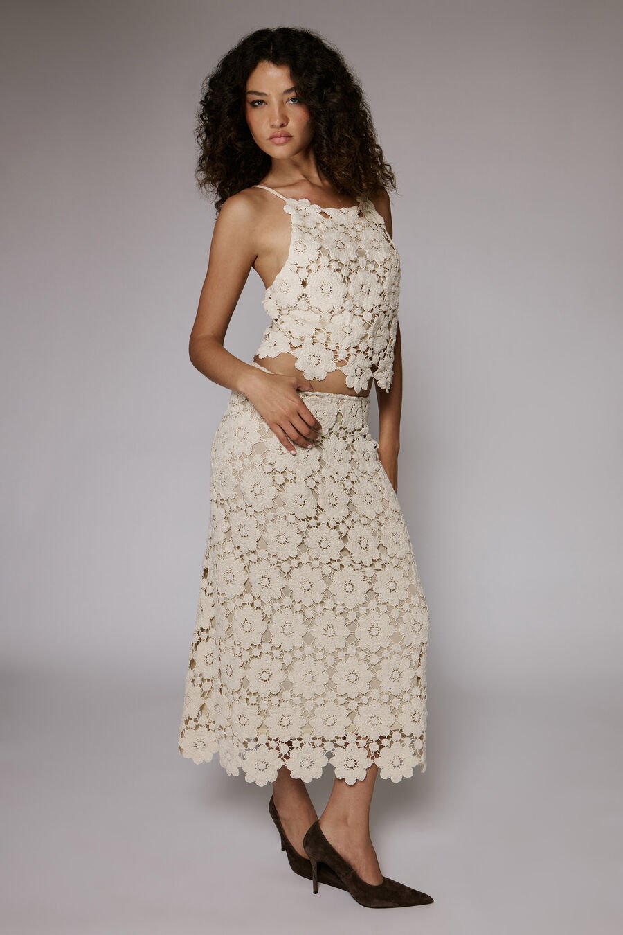 Veneta Crochet Midi Skirt